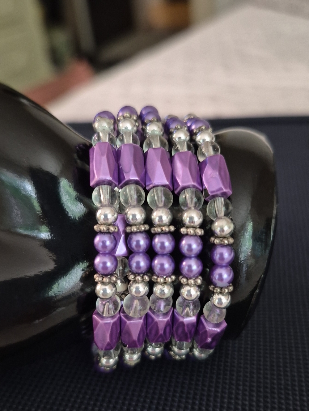 Bohemian Purple Multistrand Magnetic Multi Wrap Choker Necklace Bracelet